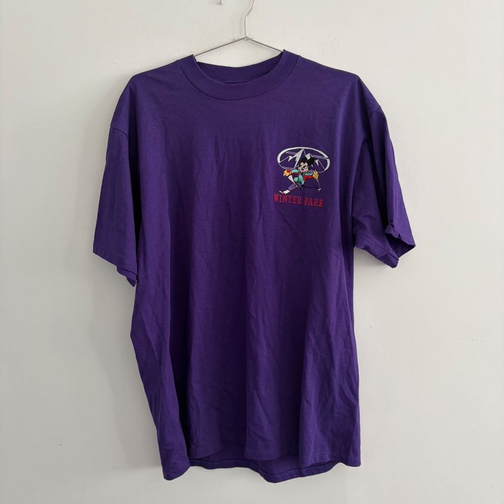 Vintage Sherrys Best Mickey Mouse Winter Park Ski T Shirt Purple XL